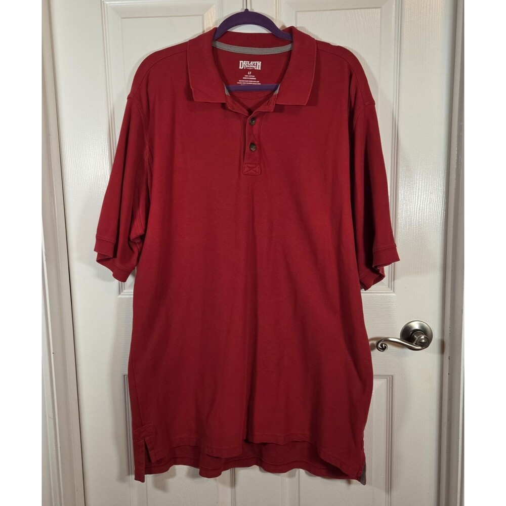 Duluth Trading Mens LARGE TALL Red SS Polo Top